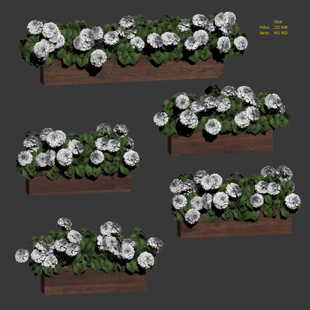 Hydrangea plant in a flowerpot for the facade. 5 models — Descargar