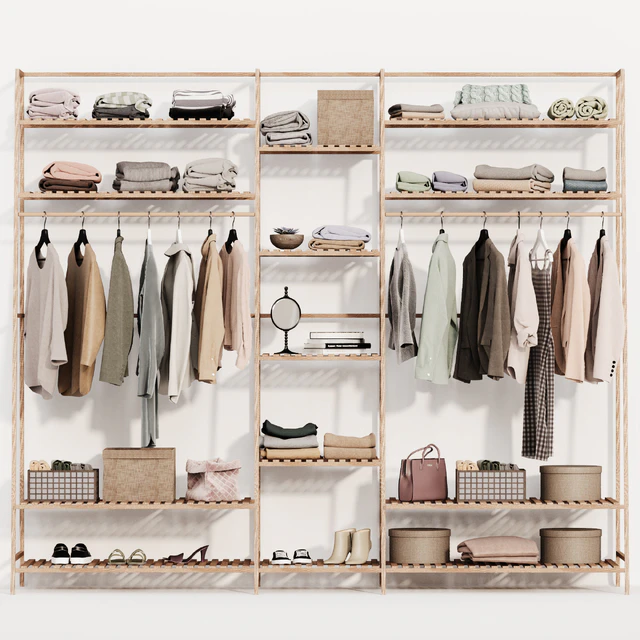 Clothes wardrobe wooden rack — Descargar