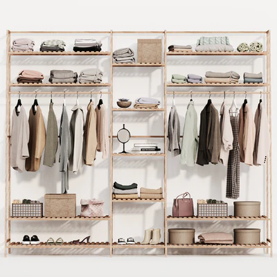 Clothes wardrobe wooden rack — Ver 5