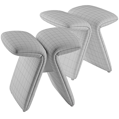 Butterfly stool leather and boucle — Ver 4