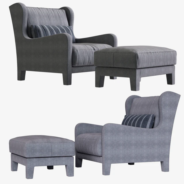 Кресло и пуф Armchair Foster Soft Meridiani h90 x l88 x d97 — Скачать