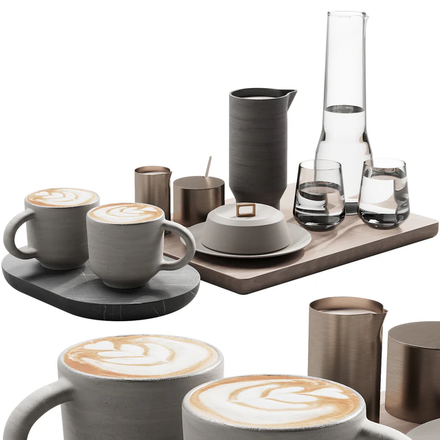 129 eat and drinks decor set 03 coffee and water kit 03 — Descargar
