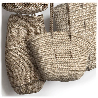 wall decor set with old wicker bags — Вид 3
