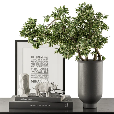 Black and Green Decorative Set with Plants - Set 77 — Ver 1