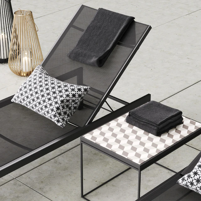 CB2 idle black sun lounger set — Скачать