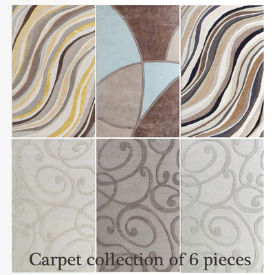 Carpet collection of 6 pieces, carpet set, rug, pattern, abstraction — Ver 3