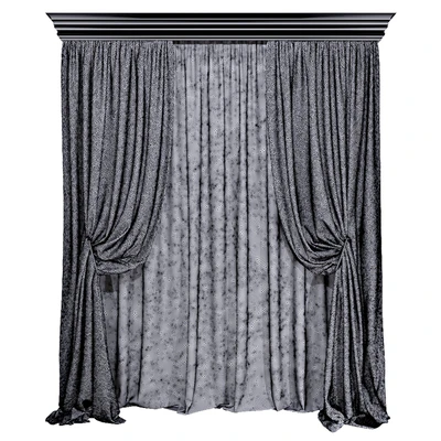 Комплект штор "Синий и гусиная лапка" Curtains blue and houndstooth — Вид 3