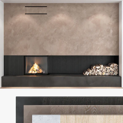 Decorative wall with fireplace set 06 — Ver 1