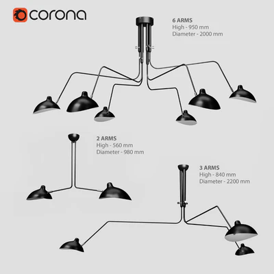 Mouille Ceiling 2, 3, 6 arms — Ver 1