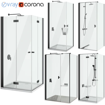 Shower cabins Radaway Nes 8 Black set 135 — Ver 1