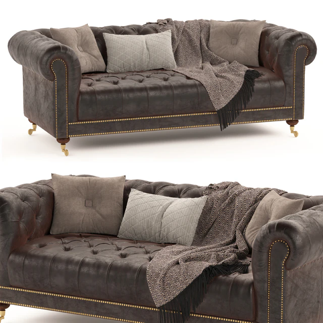 Vintage Chesterfield brown leather — Скачать