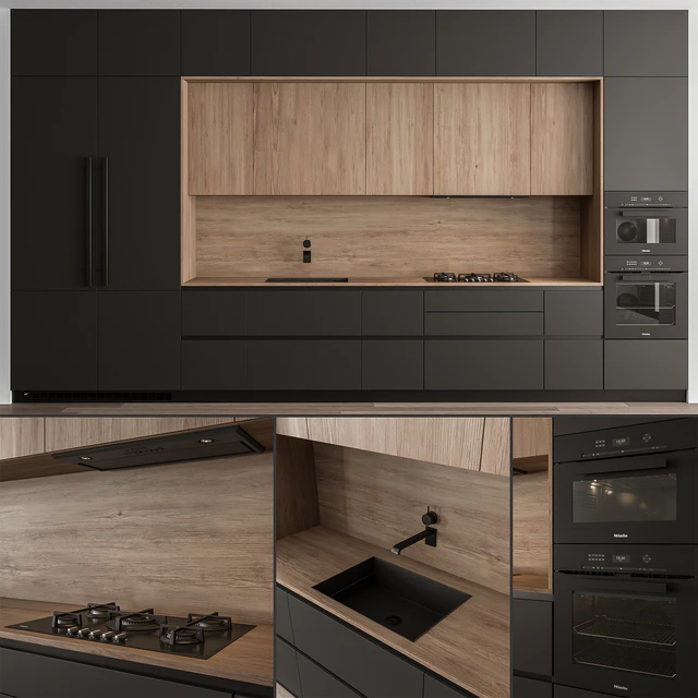 Kitchen Modern - Wood and Black 114 — Скачать