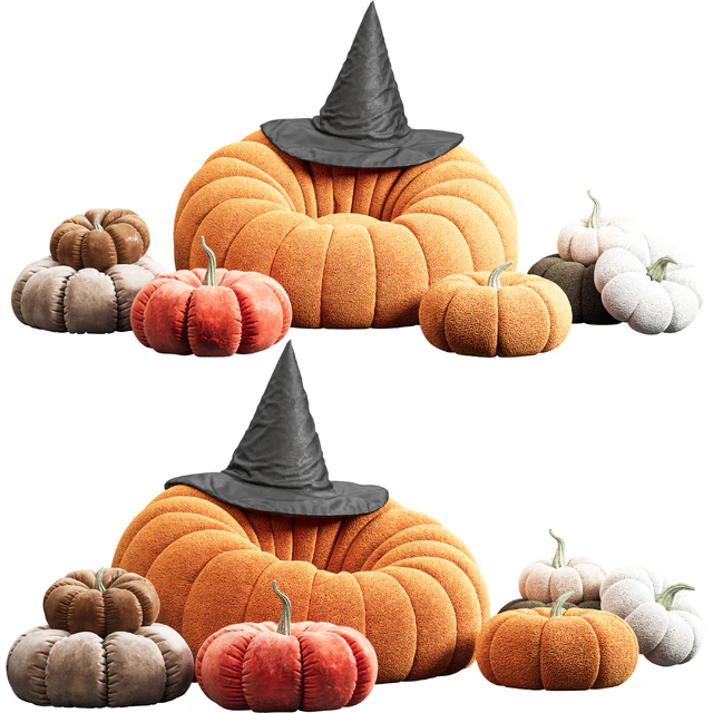 Pumpkin chair and decorative pillows — Descargar