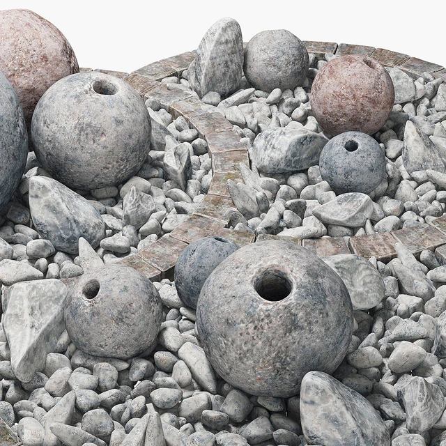Flowerbad stone sphere decor / Stone bed with spherical decor — Descargar