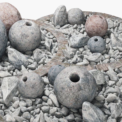 Flowerbad stone sphere decor / Stone bed with spherical decor — Ver 2