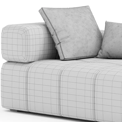 Contemporary Modular Sofa Settee in Velvet Blue Marine with metal base 01 — Вид 2