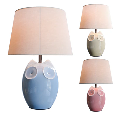 Lighting and Interiors - Hector Owl Table Lamp (blue, cream, pink) — Вид 1