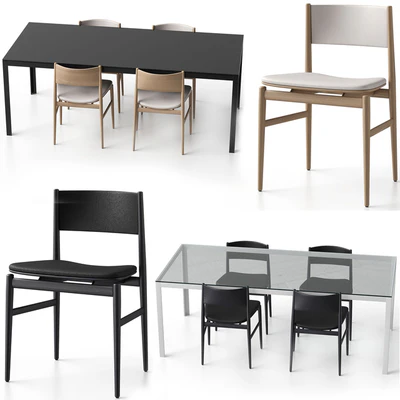 NEVE armless chair with upholstery and FRACTAL table by Porro — Ver 3