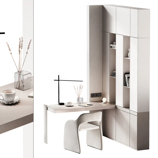 Workplace 2. Minimal home office furniture. Modular set. — Скачать