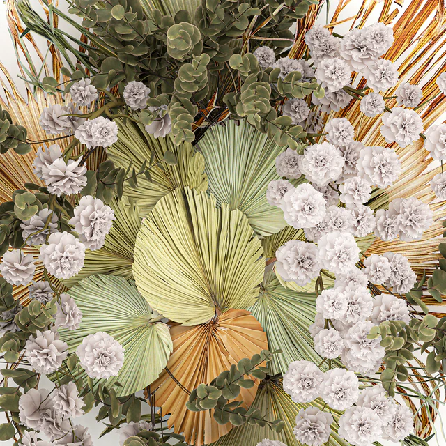 Decoration and installation for the wall of dried palm leaves wedding wreath of dried flowers. 230. — Descargar