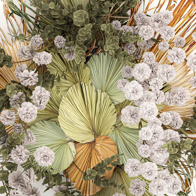 Decoration and installation for the wall of dried palm leaves wedding wreath of dried flowers. 230. — Ver 7