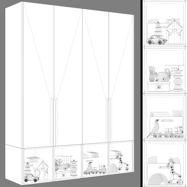 Modular children's wardrobe in a modern style 07 — Descargar