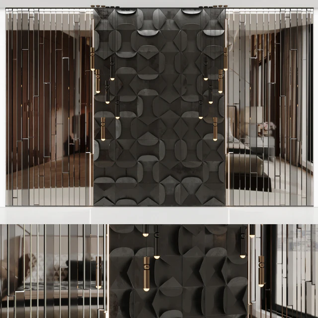 Volumetric wall panel mid century modern Black — Descargar