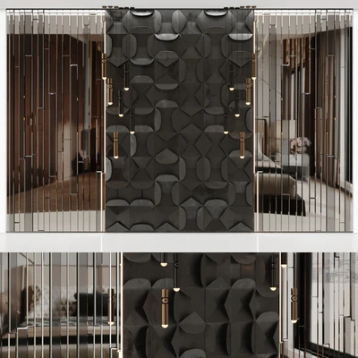 Volumetric wall panel mid century modern Black — Ver 2