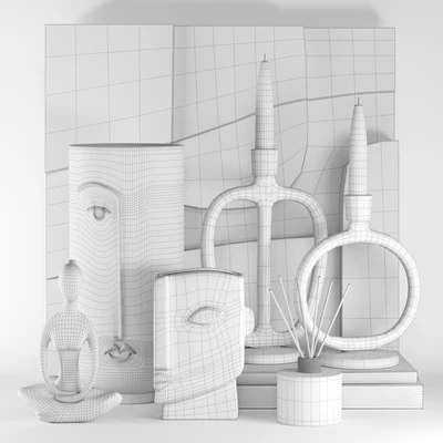 Decorative set with a statuette, vases and candle holders — Ver 3