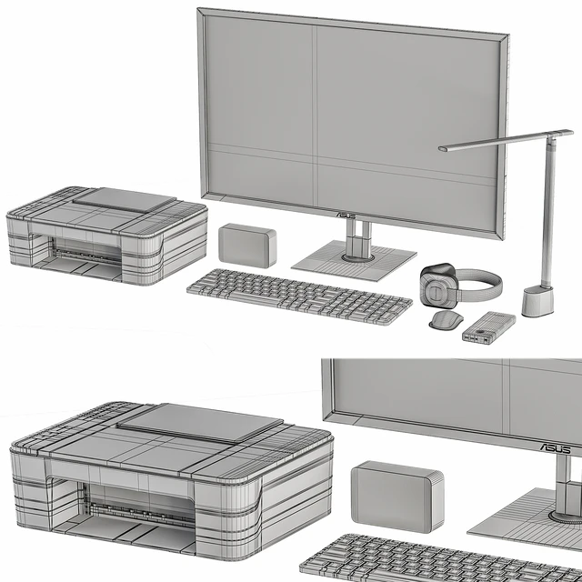 Black Desktop Accessory Set 01 — Descargar