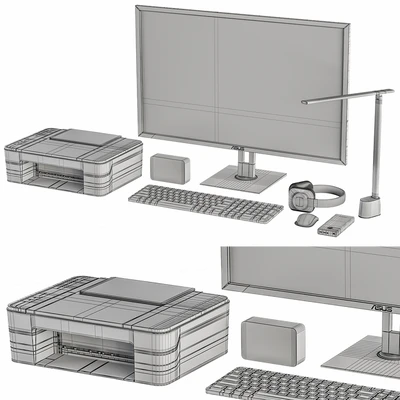 Black Desktop Accessory Set 01 — Ver 3