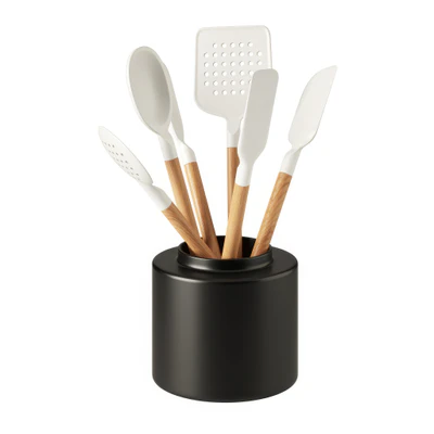 white silicone and wood utensils by crate and barrel — download