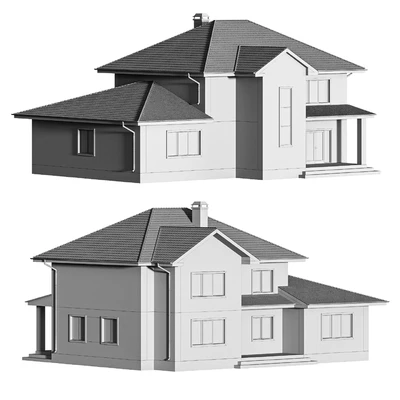 Two-storey brick house with a pitched roof — Ver 5
