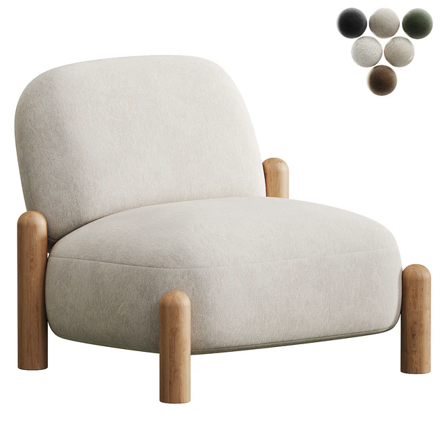 Armchair with chenille upholstery Boldi — Descargar