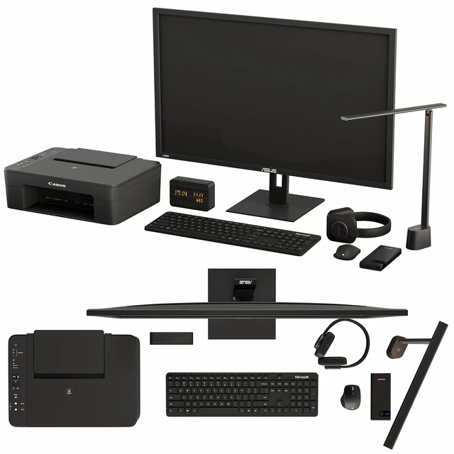 Black Desktop Accessory Set 01 — Descargar