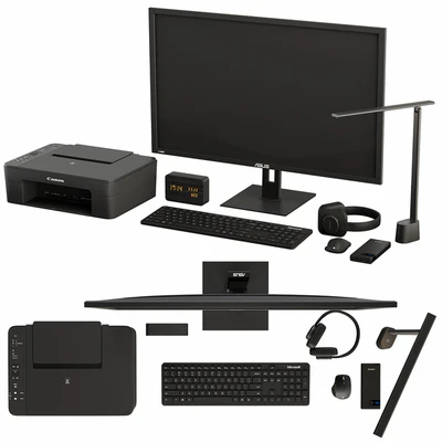 Black Desktop Accessory Set 01 — Ver 1