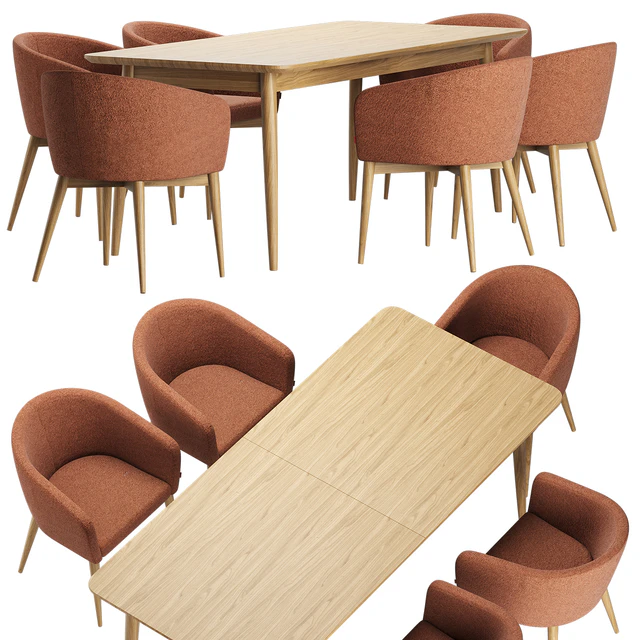 Torino Chair Tate Walnut Extendable Midcentury Dining Table — Скачать