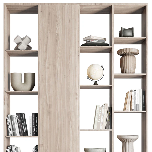 wooden Shelves Decorative With vase and Book — Скачать