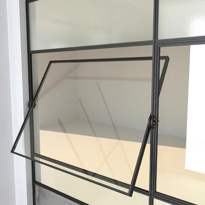 SET 4 Steel Factory Windows wired glass wireglass — Ver 2