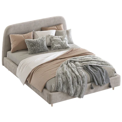 Кровать Oatmeal Raelynn Upholstered Bed — Вид 4
