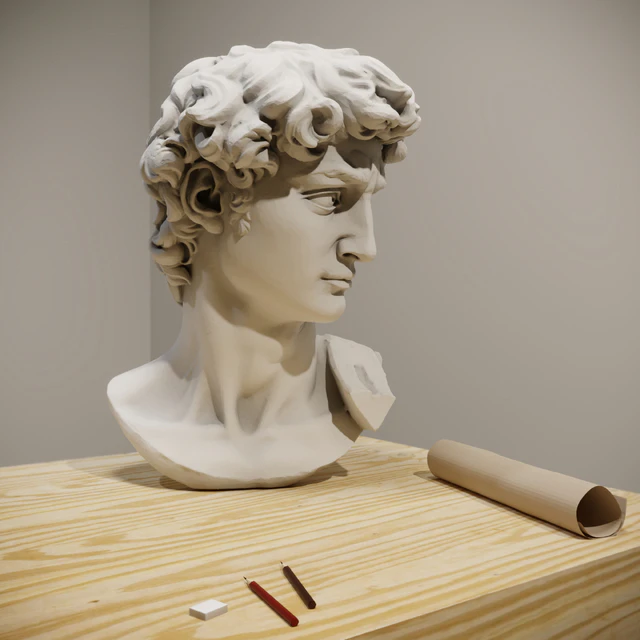 The head of David and the easel of the artist — Descargar