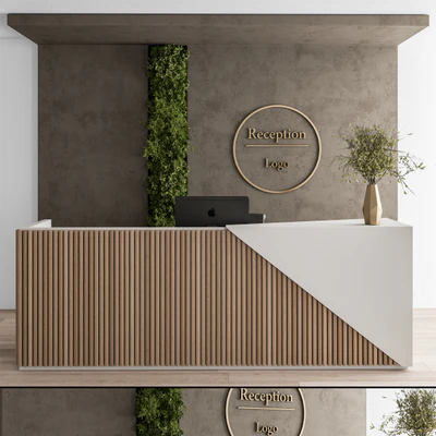Reception Desk and Wall Decoration - Set 08 — Вид 1