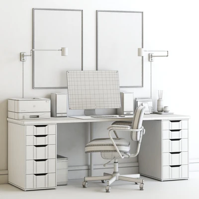IKEA workplace with ALEX table and ALEFJALL chair — Вид 2
