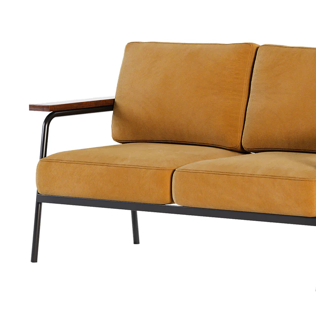 Mid Century Modern Loveseat with 2 Pillows Back and Square Arms — Скачать