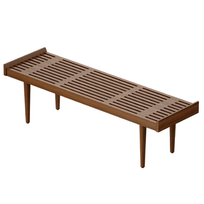 Tate Walnut Slatted Bench (Crate and Barrel) — Ver 4