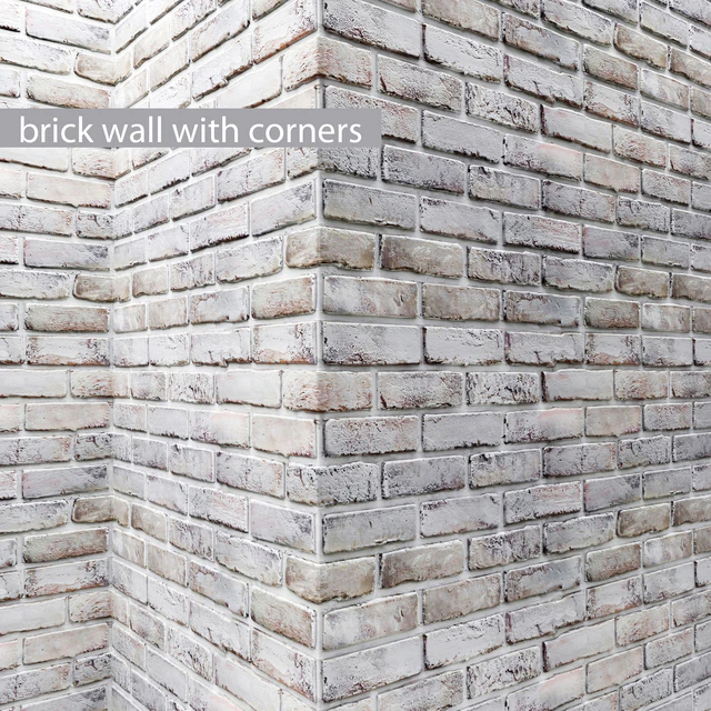 Brick wall with corners, Masonry, brick, loft, decorative, panel, wall, corner, whitewashed brick, white — Descargar