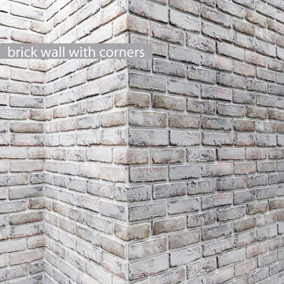 Brick wall with corners, Masonry, brick, loft, decorative, panel, wall, corner, whitewashed brick, white — Ver 1