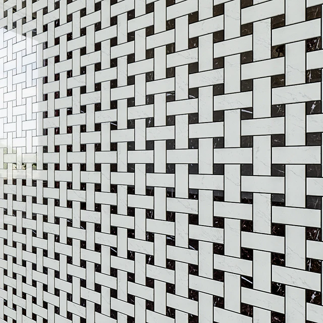 Керамическая плитка   мозаика вставки ATLAS CONCORDE MARVEL STONE Basketweave Cold Lappato — Скачать