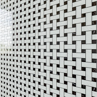 Керамическая плитка   мозаика вставки ATLAS CONCORDE MARVEL STONE Basketweave Cold Lappato — Вид 1