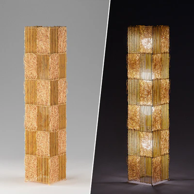 Bamboo rattan floor lamp — Ver 1